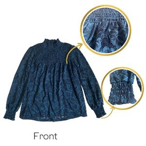 Cable & Gauge NWT Blue Lace Long-Sleeved Top, Size: Small